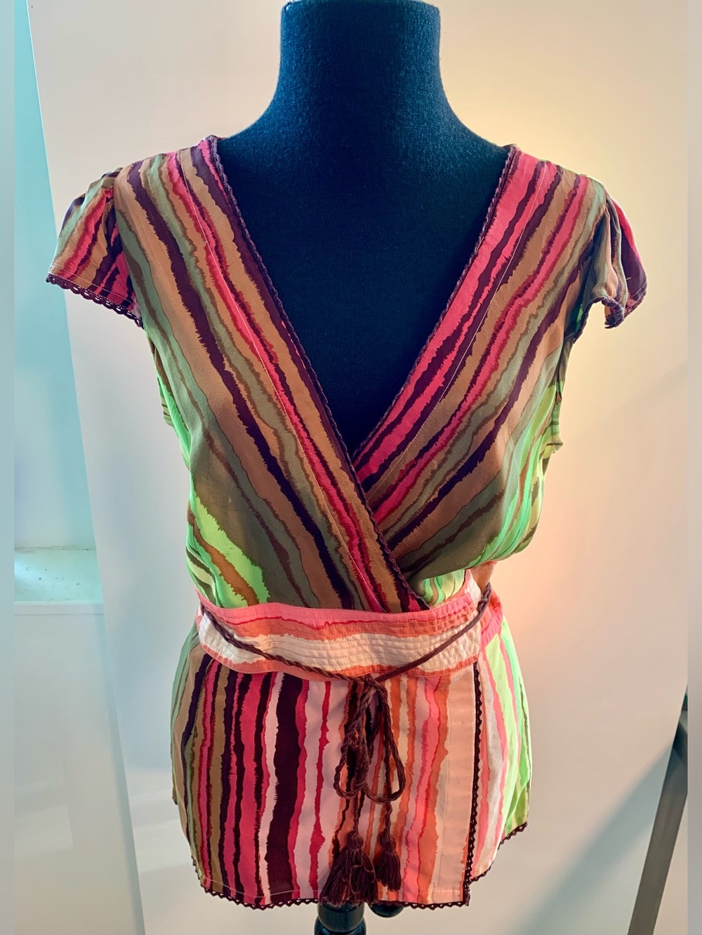 ✨Plenty by Tracy Reese Rare Wrap-Style Striped Blouse✨